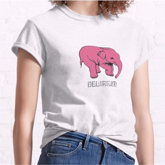 B&C Delirium elephant short sleeve white top 100% Organic Cotton women's size L - Picture 1 of 8